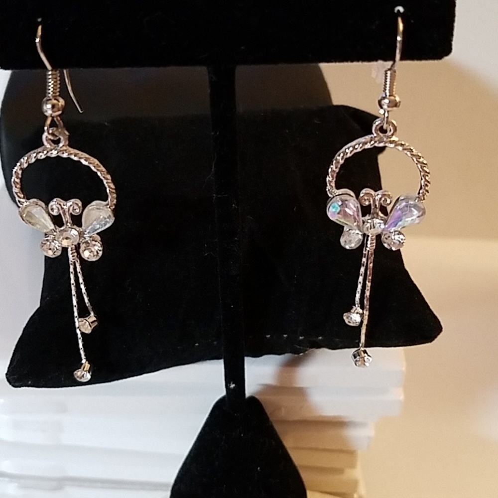 Butterfly Silver Tone Earrings